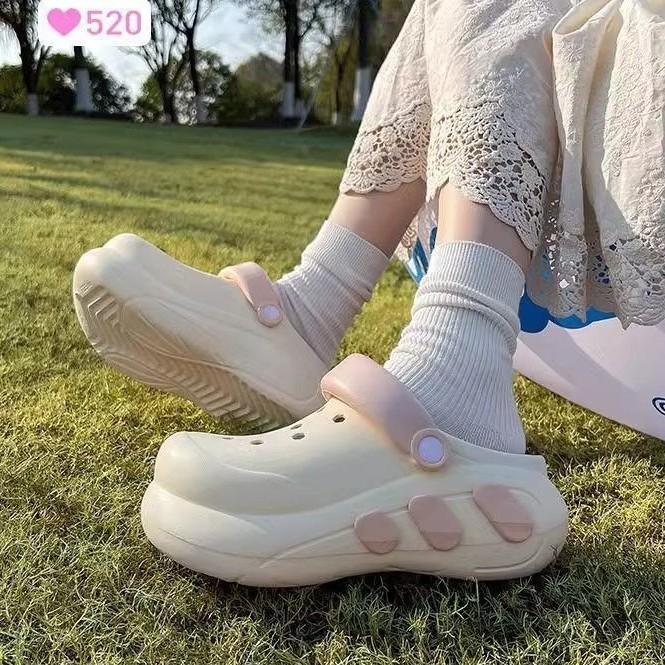 

Summer new cute thick-soled slippers wear non-slip cartoon bag head cool slippers women s casual versatile hole shoes women 35 синій