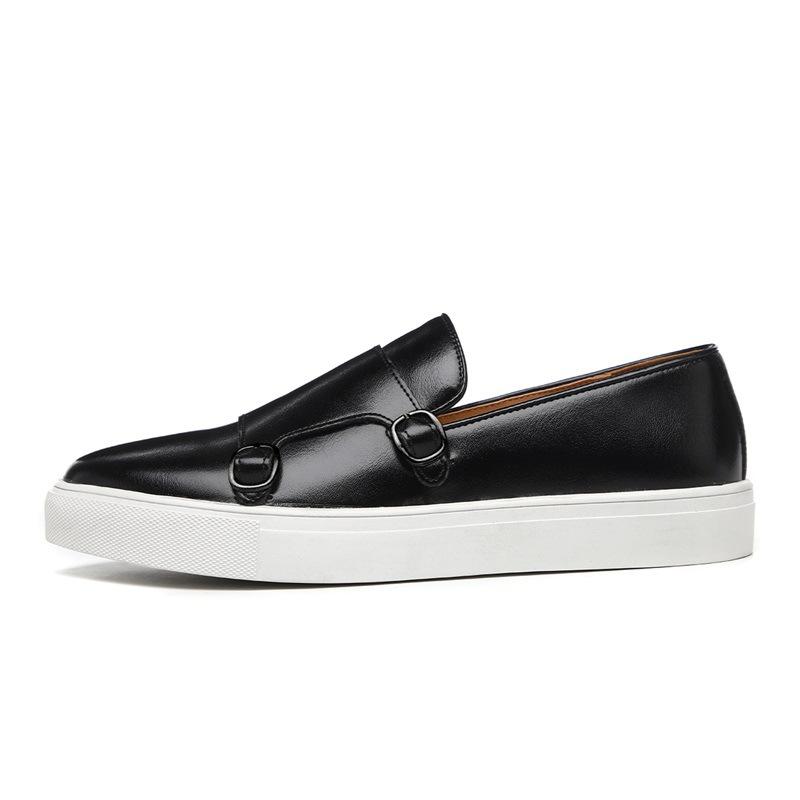 

Летние новые мокасины 2025 года мужские однопедальные корейские версии, универсальные повседневные британские кожаные ленивые туфли, дышащие 46 чёрный