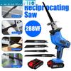 288VF Electric Cordless Reciprocating Saw Chainsaw Adjustable Speed Wood Metal PVC Pipe Cutting Saw Power Blades Tool 325x110mm