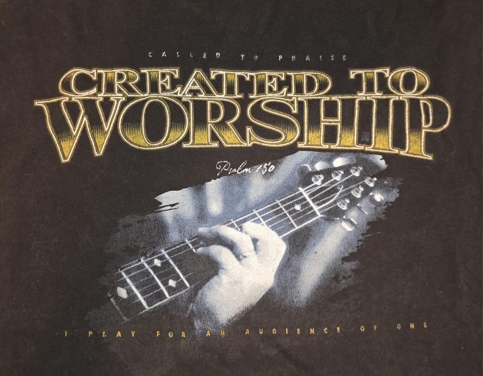 Vintage Created To Worship Guitar Psalm 150 Religous Jesus T Shirt XL Delta Pro Unisex T-Shirt L