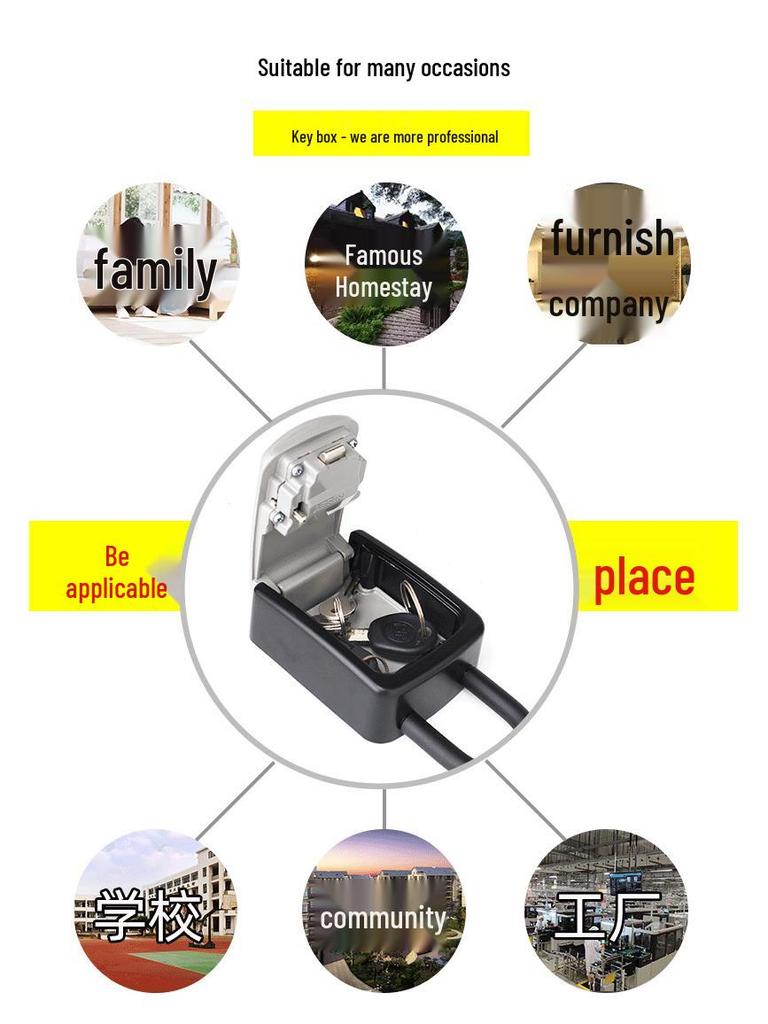 Cross-Border Wall-Mounted Metal Key Box for Hotels and Construction Sites