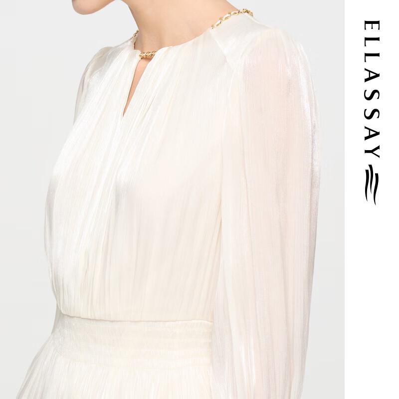 ELLASSAY 2025 Early Autumn French Shimmer Bell Sleeve Dress