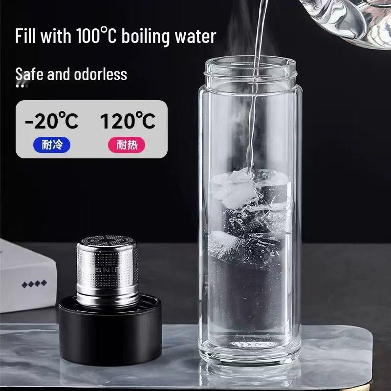 Magnetic Tea Infuser Cup: High-Temperature Resistant Glass, Portable, Office-Ready, Tea & Water Separation Design