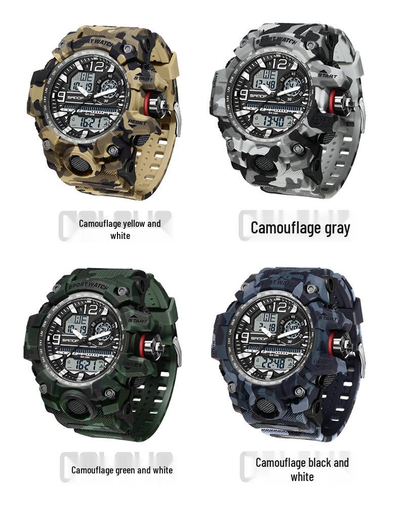 SANDA Youth Camouflage Sports Watch - Cool Dual Display, Waterproof Men's Electronic Watch