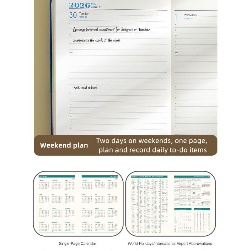 1PC 2026 Cross-border English Spanish Schedule Book Time Planner Thickened 365 Days Daily One Page Notepad