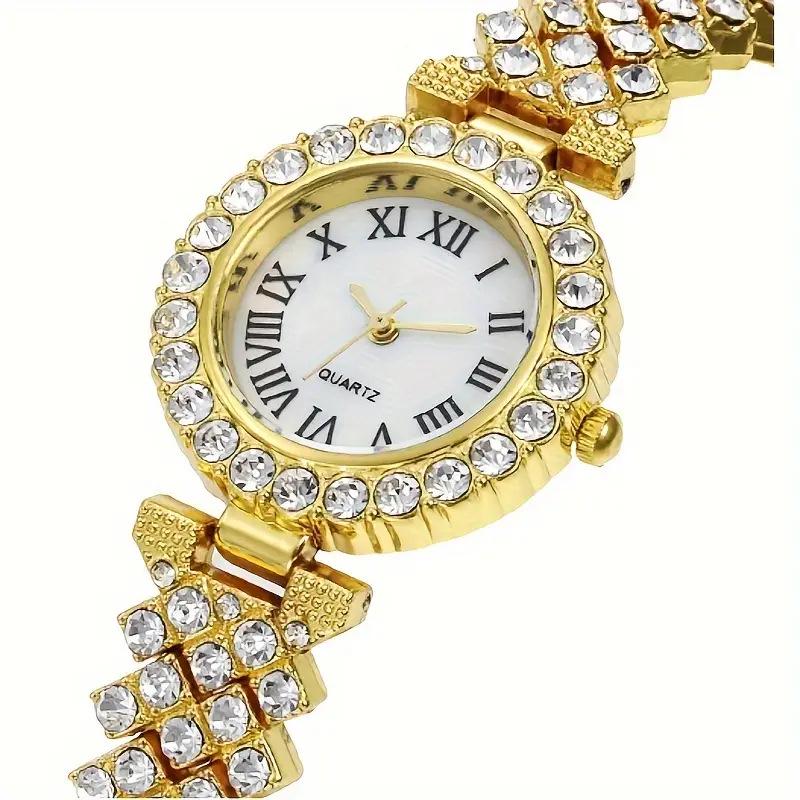 Dambraceletklocka i legering över gränserna med diamantaccenter - Trendig, High-End Kvartsdesign