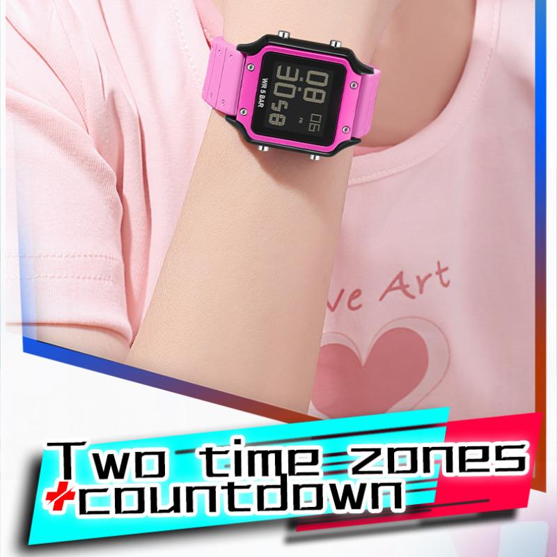 SANDA Electronic Watch Multifunctional Waterproof Sports Electronic Watch Fashion Trend Silicone Band Electronic Watch