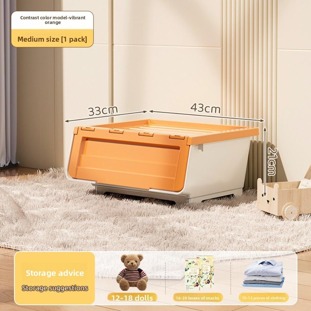 Durable Multi-Size Toy Storage Box Flip Cover Dustproof Flip Cover Storage Box Stackable 's Playroom Organizer Home Use