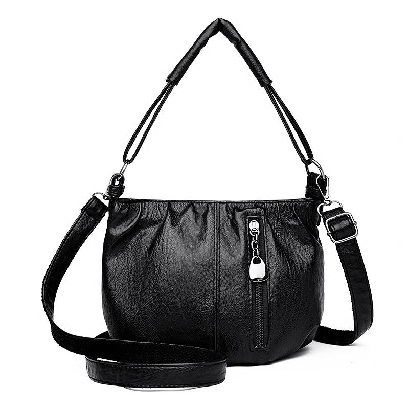 Damska torebka skórzana, miękka, duża pojemność, torba typu crossbody na ramię