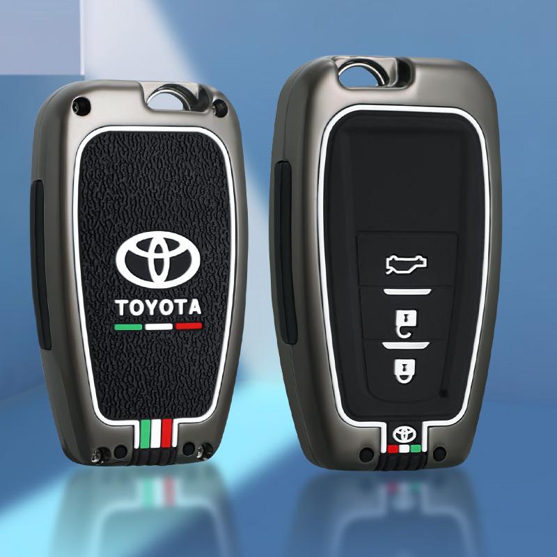 Zinc Alloy+Silicone Car Remote Key Case Cover For Toyota Prius Camry Corolla C-HR CHR RAV4 Prado 2018 2019 Keychain Accessories