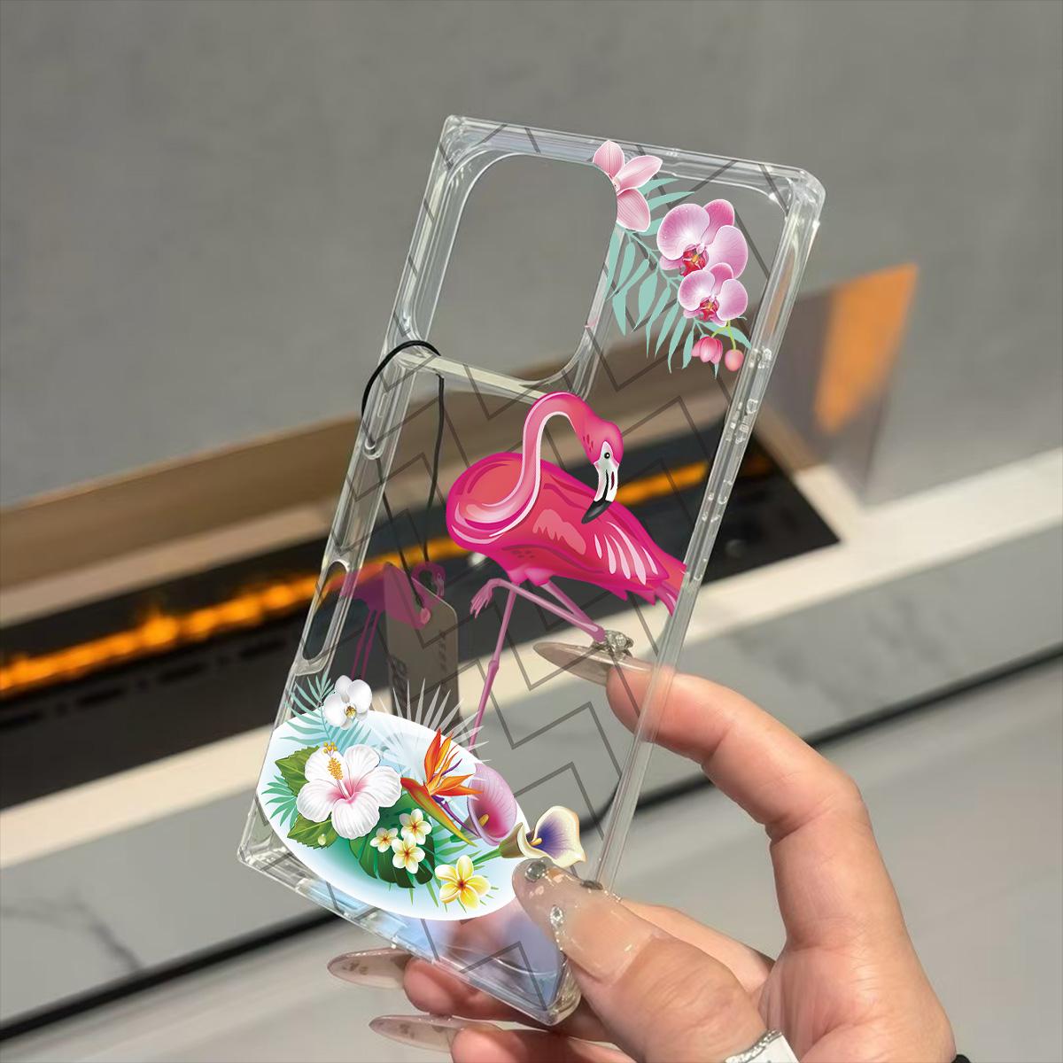 

Clear Square Back Tube Case Protection For iPhone 11 14 Pro Max 15 Plus 13 12 16 ProMax Anti-Oxygen,English Flamingos Pattern Casing iphone 11 ProMax