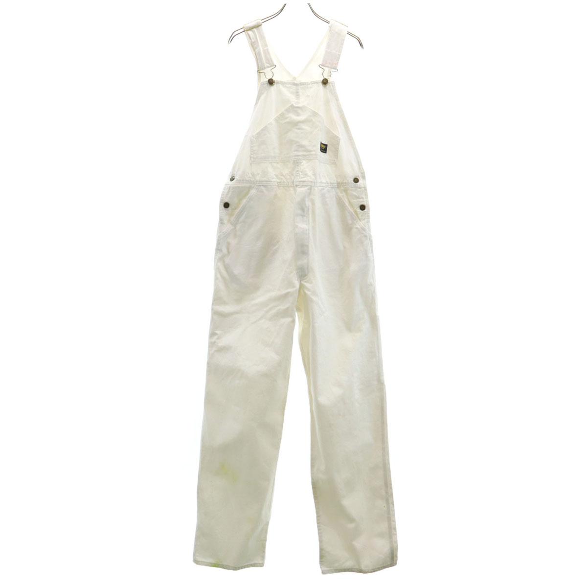 

OSHKOSH 80-е Сделано в США Винтажный комбинезон маляра W34 белый Застежка-молния TALON Мужской Б/У