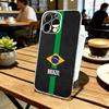 B-Brazil Brazilian Flag Phone Case For iPhone 17 16 15 14 13 12 11 Mini Pro Max Plus Transparent Cover