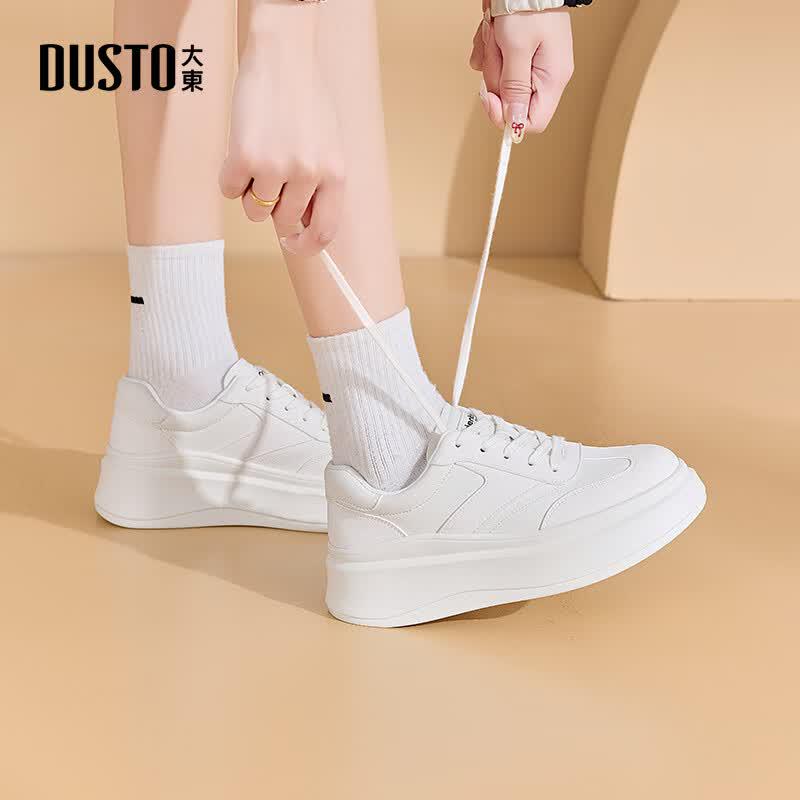 Women s Thick-Soled Casual White Sneakers M