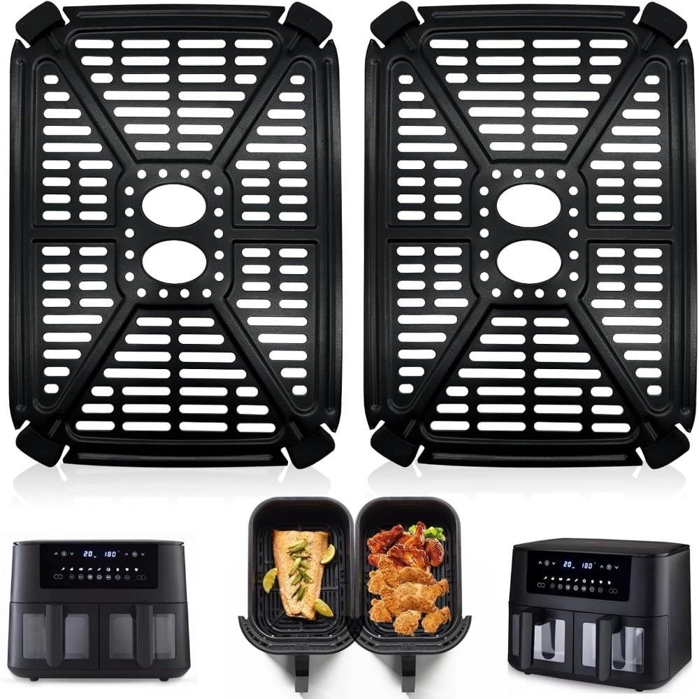 Oil Separator Air Fryer Grill Plate Non-Stick Grill Pan Air Fryer Liner  Dual Basket Air Fryer