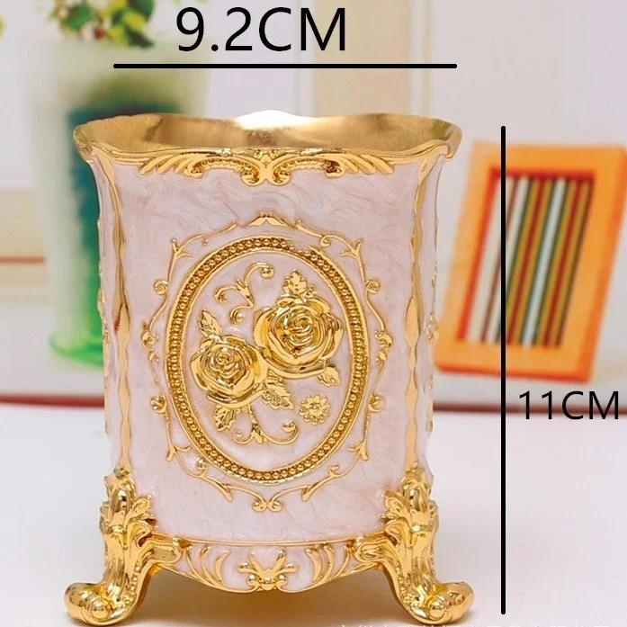 Stylish Chinese-style Pen Holder Zinc Alloy Storage Box for Office Supplies Stationery and Cutlery Home Office Desk Organizers