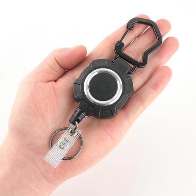 1MM Thick Stainless Steel Retractable Carabiner Keychain with Anti-theft Pull Buckle