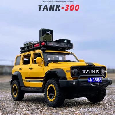 Nowy 1:24 Tank 300 SUV Samochód Samochód ze stopu metali Odlew Metalowy Zabawka Samochód terenowy Model samochodu Dźwięk i światło Odciągnij Może Otworzyć Drzwi Dzieci Chłopiec Prezent