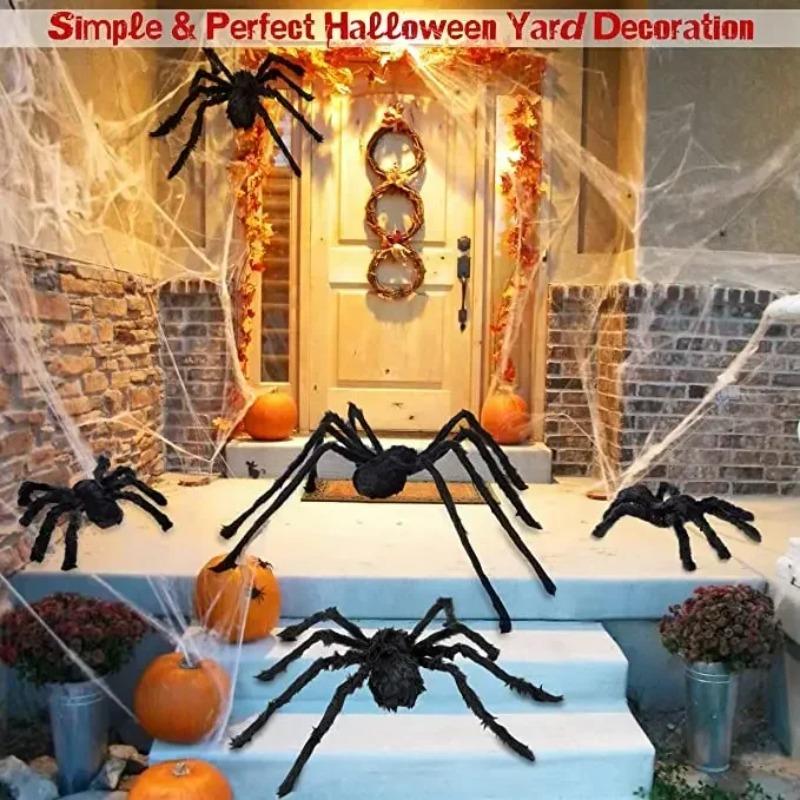 Giant Black Spider Halloween Party Decor for Home 2026 Outdoor Haunted House Ornament Trick or Treat Big Black Spider