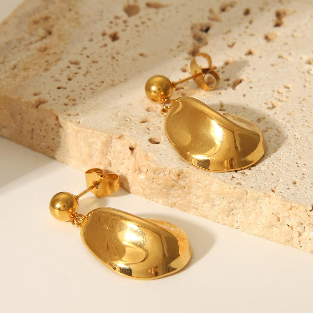 Gold Color Stainless Steel Waterdrop Earrings For Women Big Hiphop Drop Stud