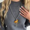 Stylish Tassels Necklace Featuring Adorable Horse Charm Adjustable Chain Length 61+7cm Neckchain Jewelry