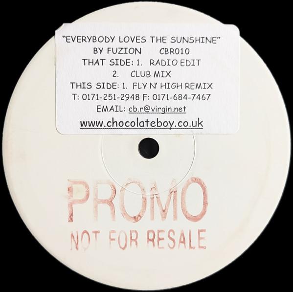 12-дюймовая пластинка FUZION Everybody Loves The Sunshine CBR010PROMO Chocolate Boy R 1999 UK Dance Electronica Б/у