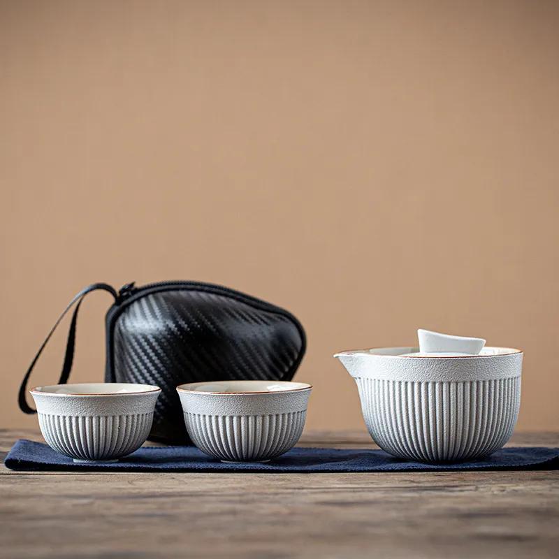 Simple Travel Tea Set Ceramic One Piece Storage Portable Outdoor Tea Making Utensils Tea Lovers Best Gifts