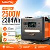 SolarPlay Q2402M 2500W 2304Wh LiFePO4 Stazione di Alimentazione Portatile, 3500+ Cicli, Ricarica Rapida 1100W, 100W PD per Campeggio, Camper, Casa, Emergenza, Off-Grid