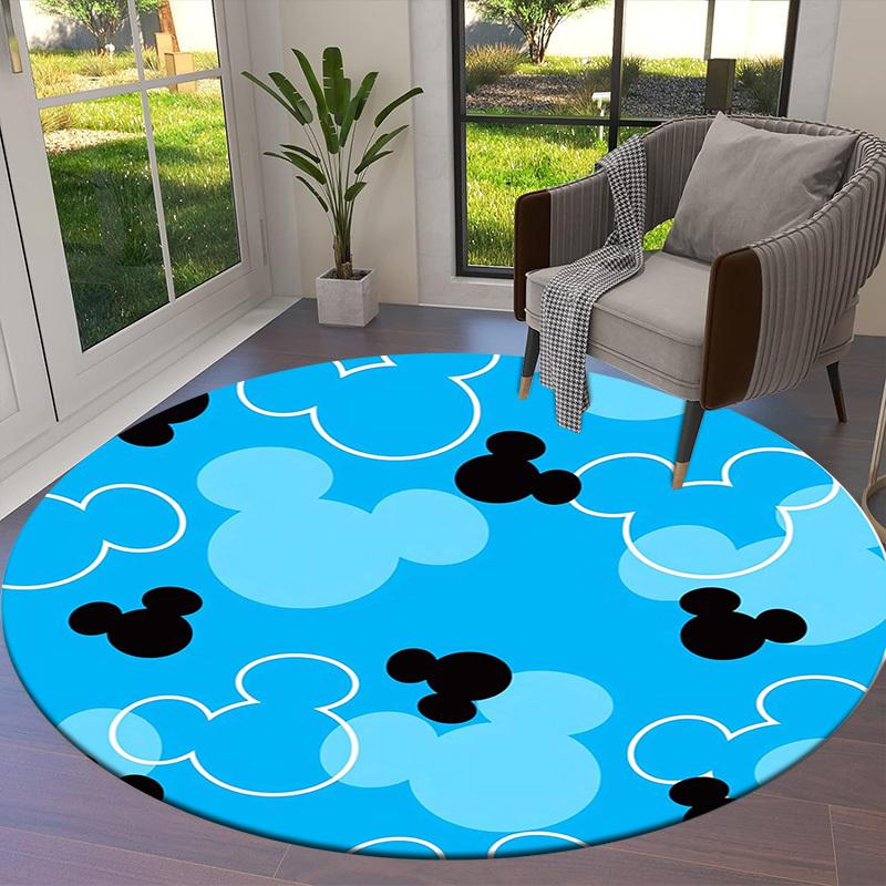 1pc Mickey Mouse Pattern Blue Round carpet, Made of Polyester,Perfect for Decorating Office Chairs, Living Rooms,fplt119