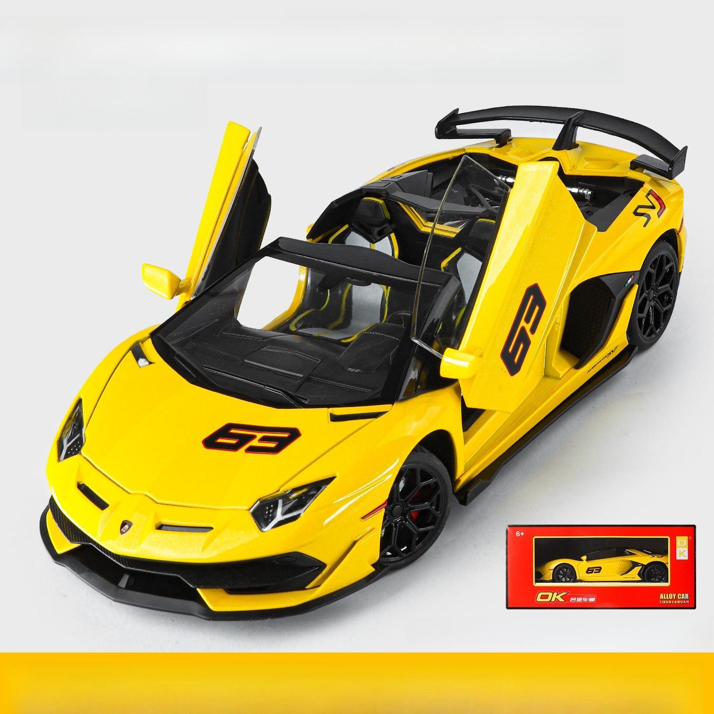 

1:18 Lamborghini Aventador SVJ Прихована Версія Король Перегонів Суперкар Металевий Литий Модель Автомобіля Звук і Світло Дитяча Іграшка Подарунок жовтий