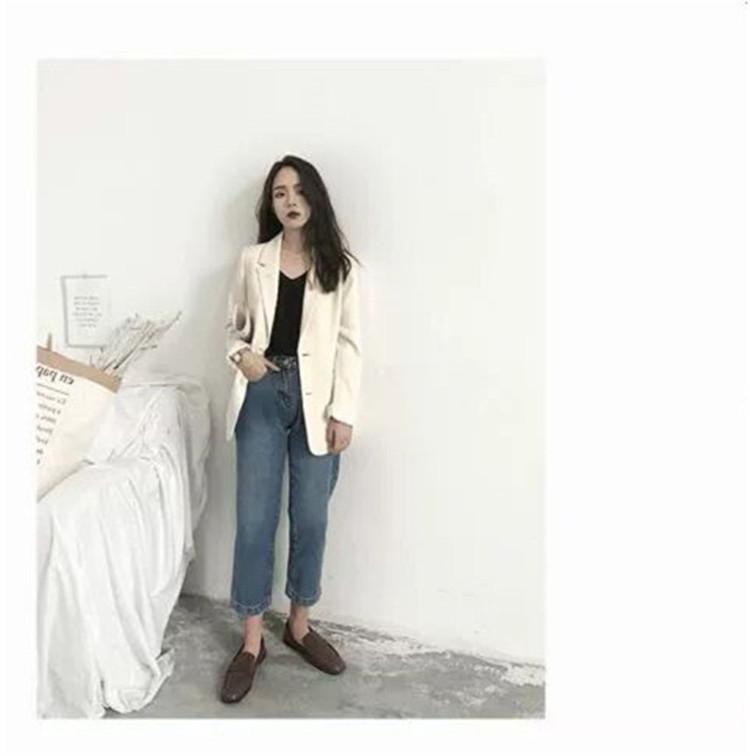 2025 Korean Style Women's Chic Casual Loose Long Sleeve Suit Top for Spring and Autumn