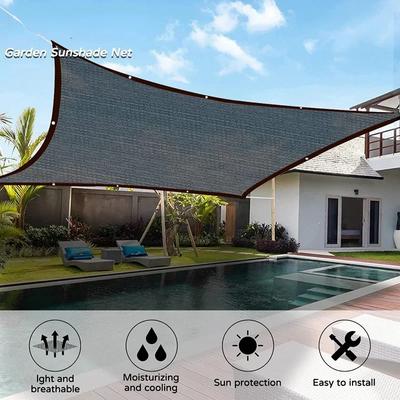 Schwarzes Schattentuch, Sonnenschutznetz, verklebter Rand mit Ösen, Sonnennetz für Pergola-Pflanzen, Gewächshausgärten, Terrassenüberdachung