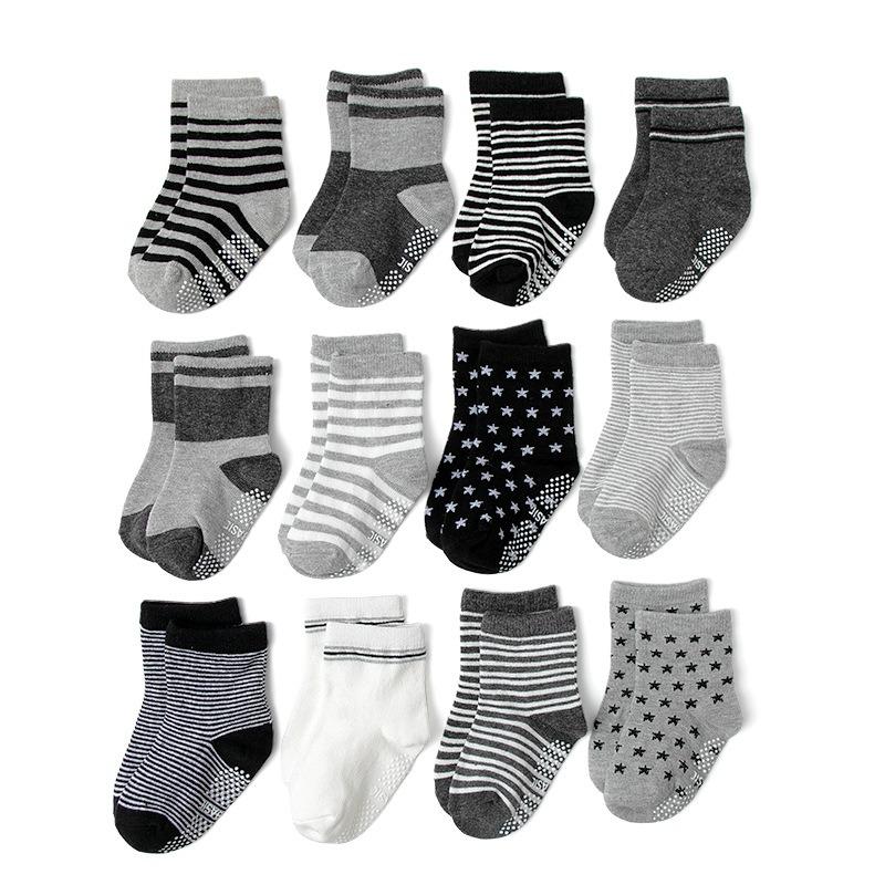 12pairs  New Custom Design Comfortable Cotton Cute Baby Kids Socks for 0-3 Months 0-1m