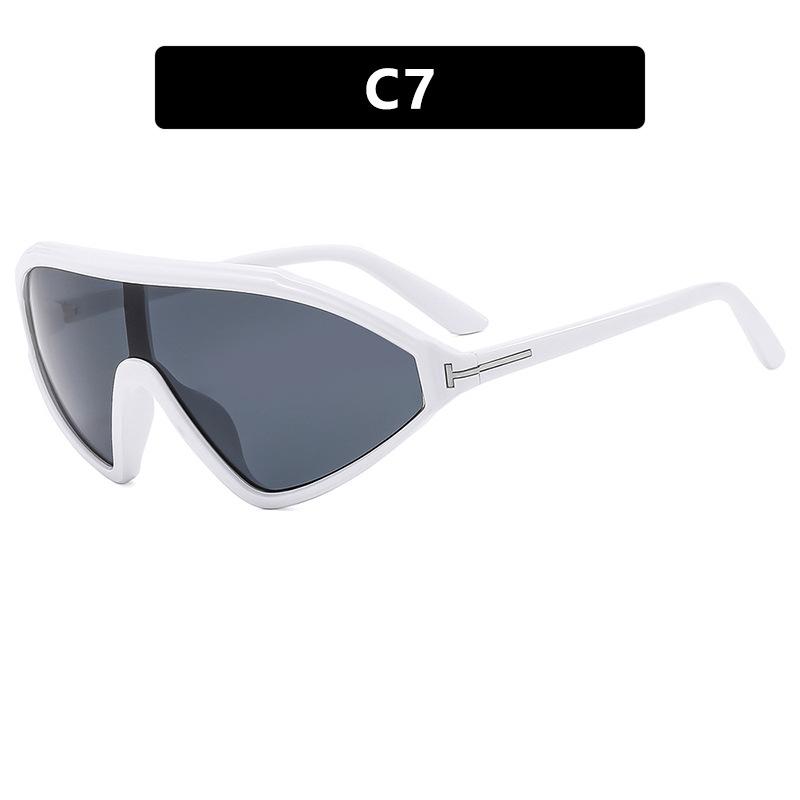 

New Oversized Sunglasses Women Fashion Vintage One Piece Goggle Glasses Female Shades Luxury Brand Sunglasses Men Uv400 As shown