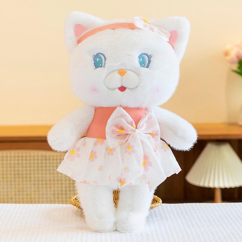 

Женская юбка с цветочным принтом Плюшевая игрушка кошка Подарок на день рождения для девочки Подушка-кролик Кукла с бантом Искупление 40cm【0.3kg】