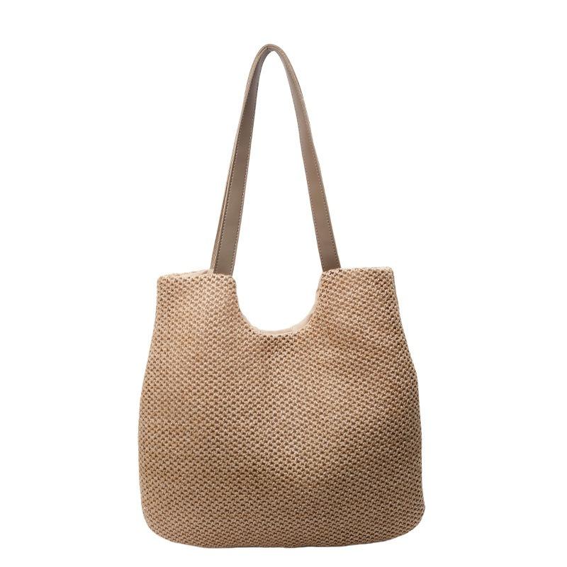 Large capacity simple woven bag women's beach vacation tote bag niche design versatile underarm bag