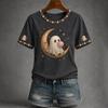 Women's Casual Halloween Print Short Sleeve T-Shirt Top for Everyday Outfits
