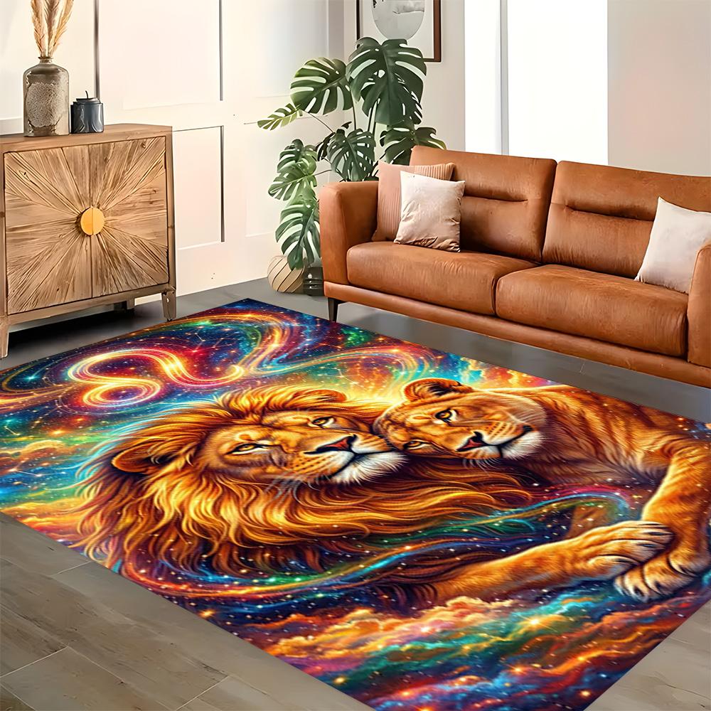 Lion Family In The Forest for Living Room Rug, BedRoom Rug, Study Room Rug, Hallway Decoration, Perfect for Home Decoration or Holiday Gifts