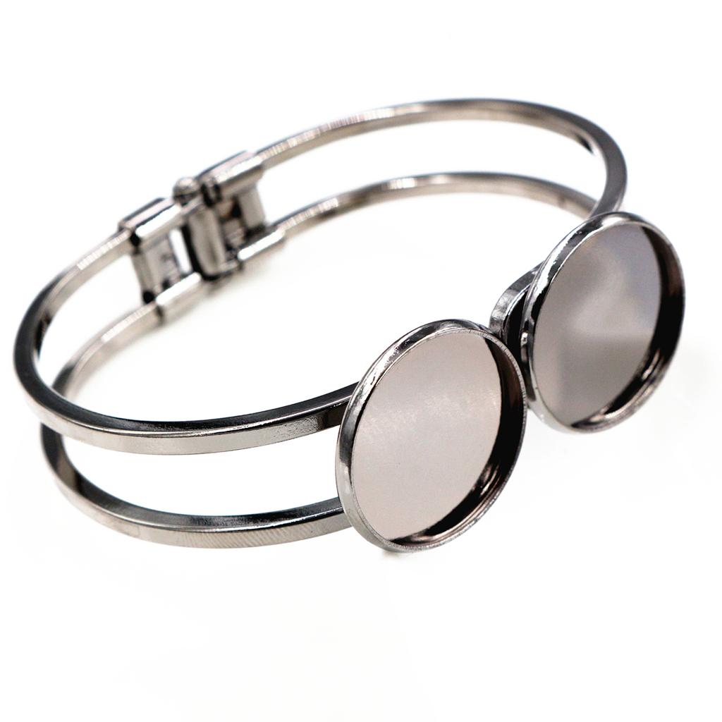 High Quality 20mm Silver Plated Bronze Gun Black Bangle Base Bracelet Blank Findings