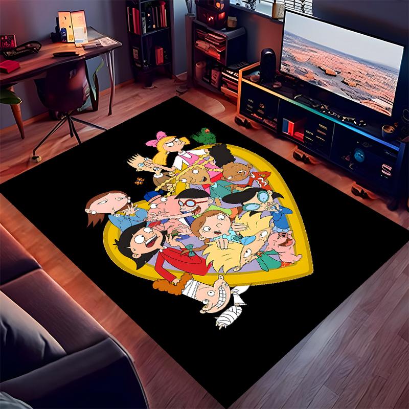 1pc Hey Arnold Print Area Rug - Soft,Washable Non-Slip Indoor Mat for Office Chairs,Living Room,Home Office Decorative Rug