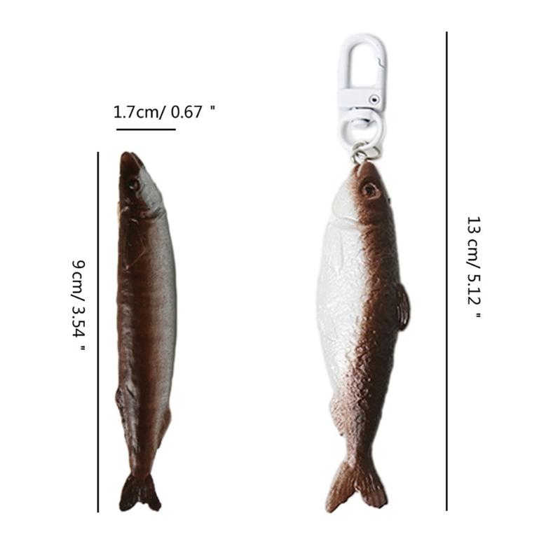 Lovely Creative Dried Fish Keychain Keyring Funny Salted Fish Hairpin Hair Clip
