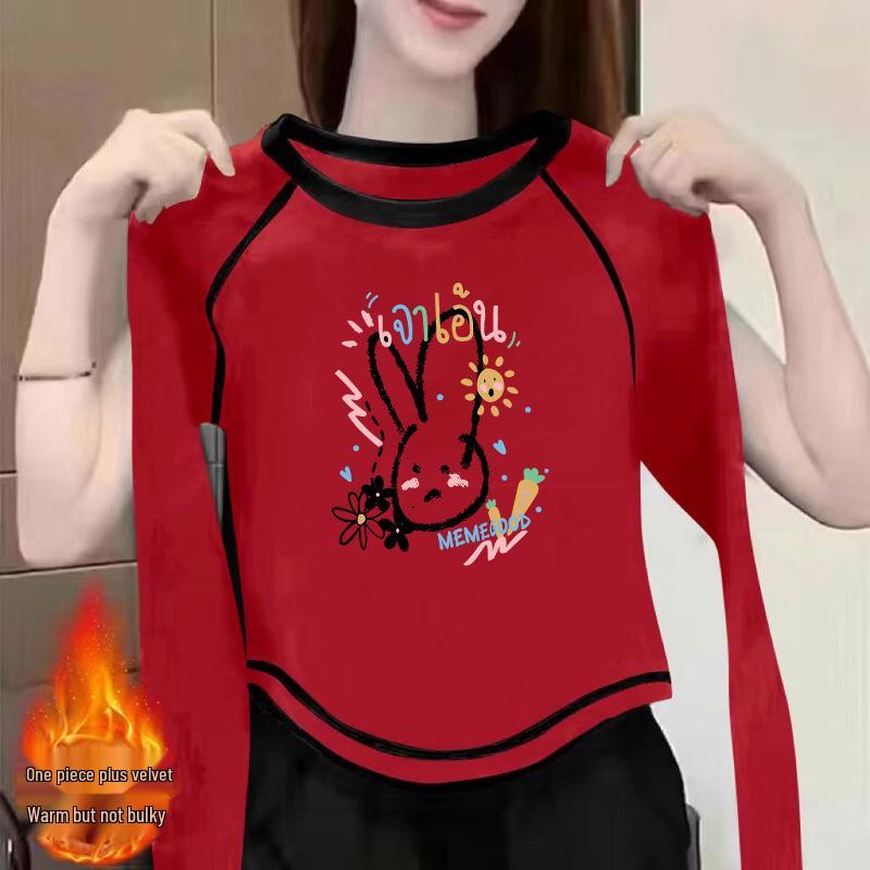 

Women s 2024 Double-Sided Velvet Long-Sleeve Chic Top - New Autumn/Winter Versatile Ins Style Shirt XL (recommended for 125-135 jin) красный