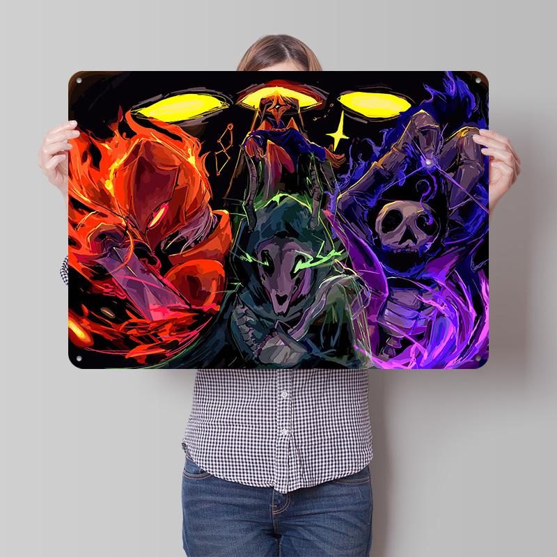 Three Figures With Elemental Powers D Printed Texture Poster Personalized Wall Art Retro Metal Tin Signs for Decoration Garage