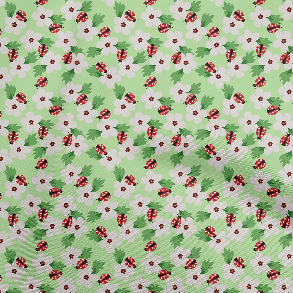 oneOone Cotton Flex Light Brown Fabric Bird Ladybird  Sewing Fabric By The Yard Printed Diy Clothing Sewing Supplies 40 Inch