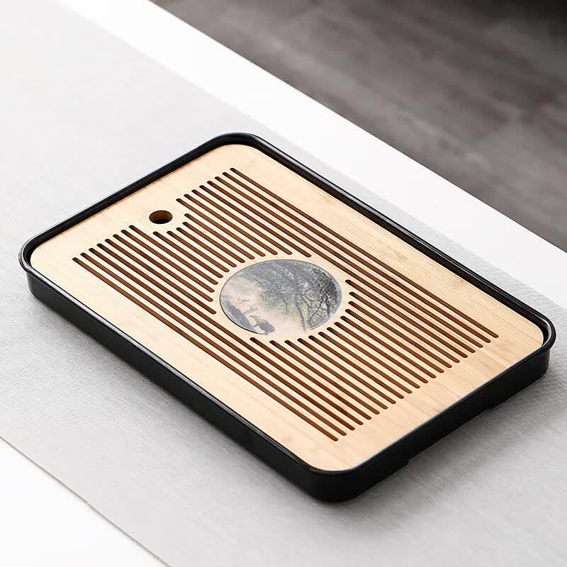 

Chaxun Japanese Style Melamine & Bamboo Dry Tea Tray