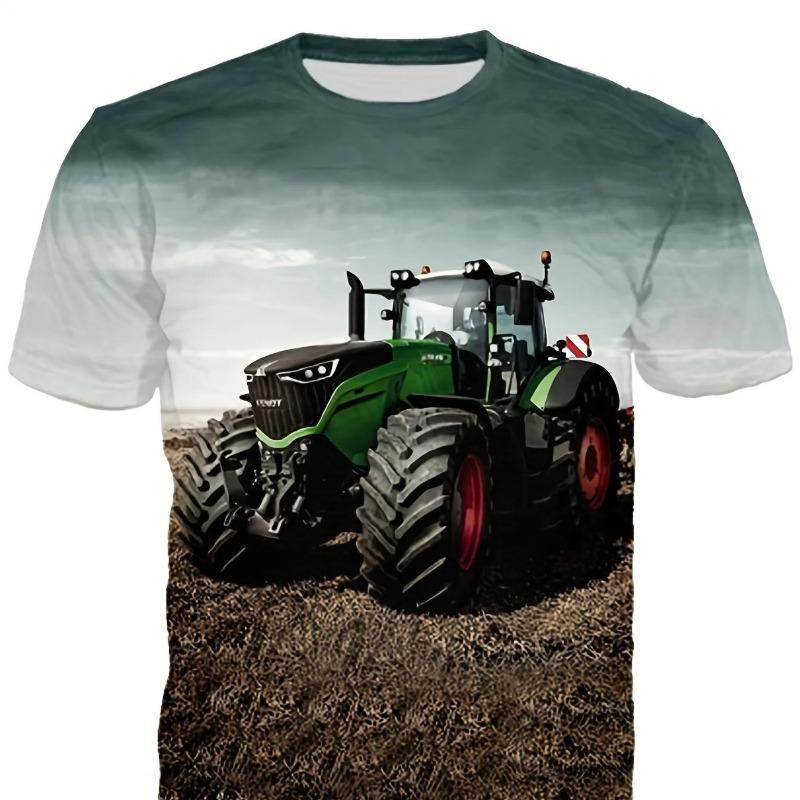 Cool 3D Tractor Print Kids Clothes Boys Tshirt Short Sleeve Fashion Children Summer Clothes Outdoor Active Children's Clothing