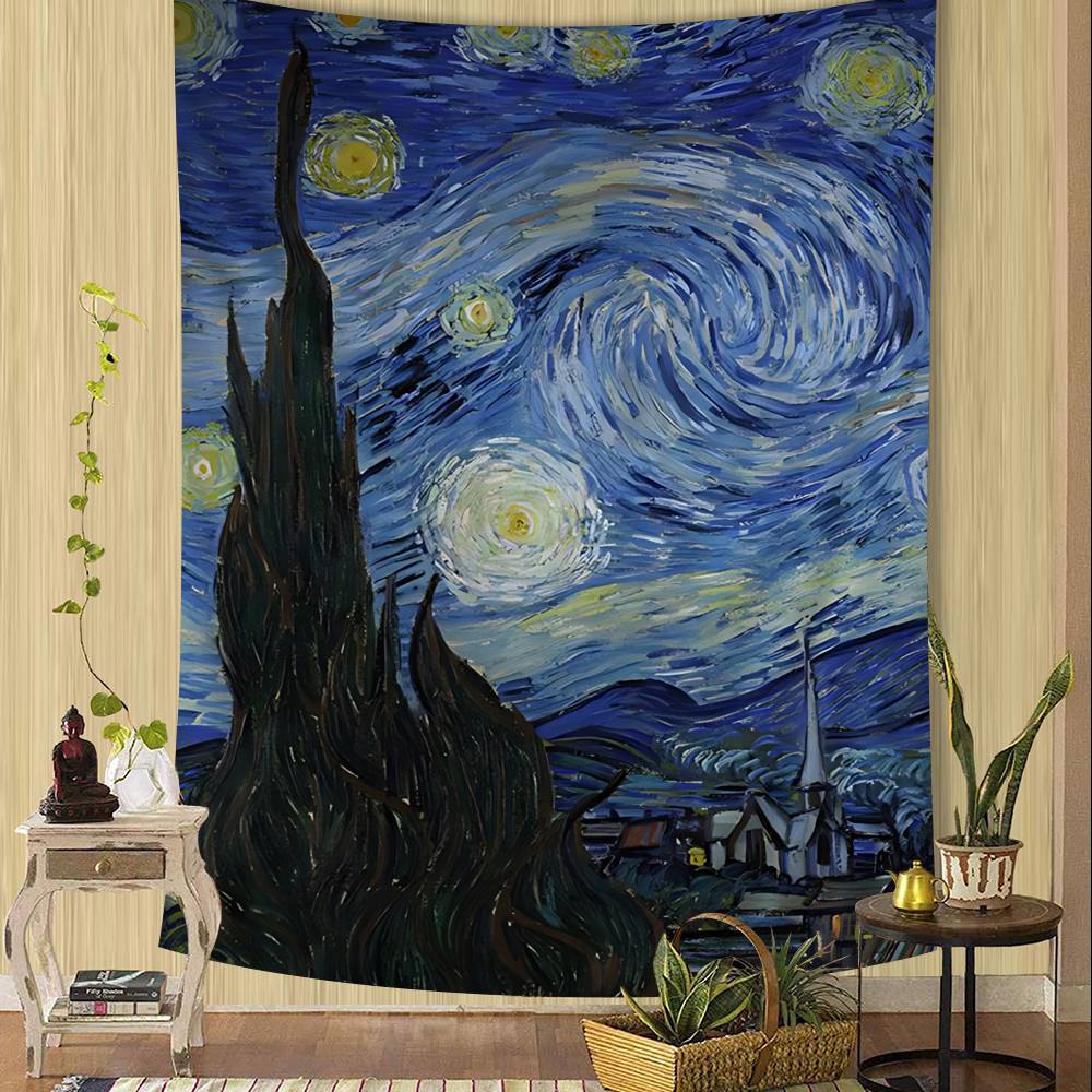 Post Impressionist Painters V-Van Gogh Printed Large Wall Tapestry Indian Buddha Wall Decoration Bohemian Hippie Wall Art Decor