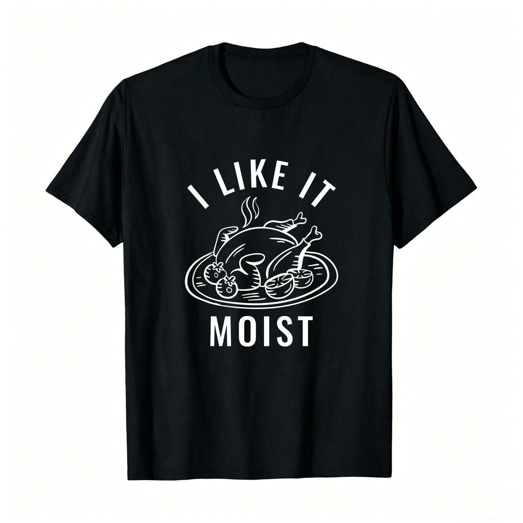 Plus Size Funny Moist Turkey Thanksgiving Graphic Tee For Unisex Breathable Allseason Casual Top