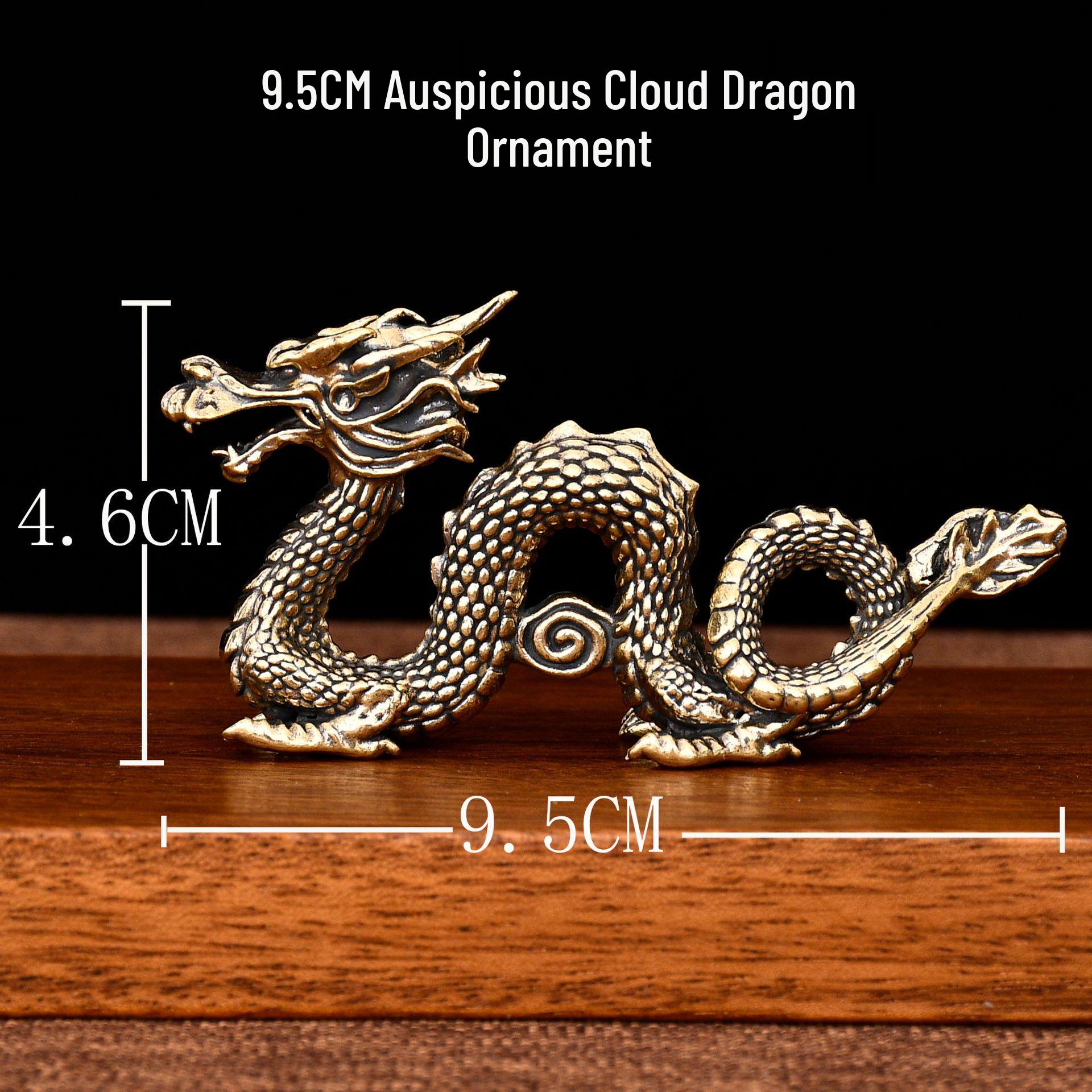 Auspicious Brass Dragon Zodiac Tea Pet - Flying Dragon Copper Figurine