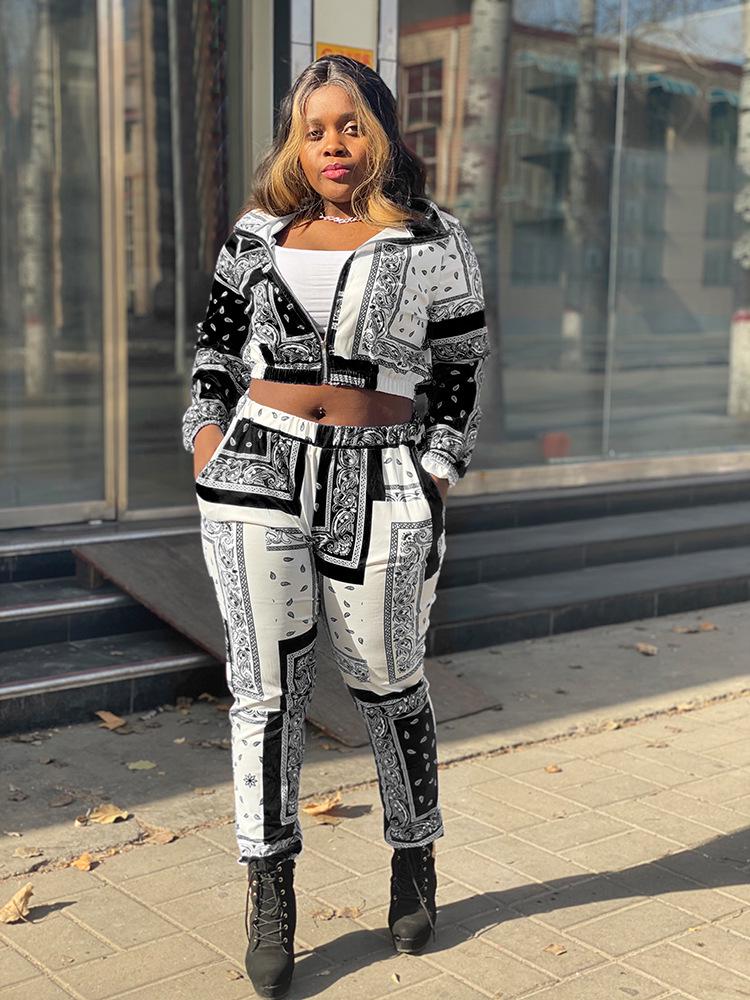Women's Floral Print Pocket Loose Casual Two-Piece Suit